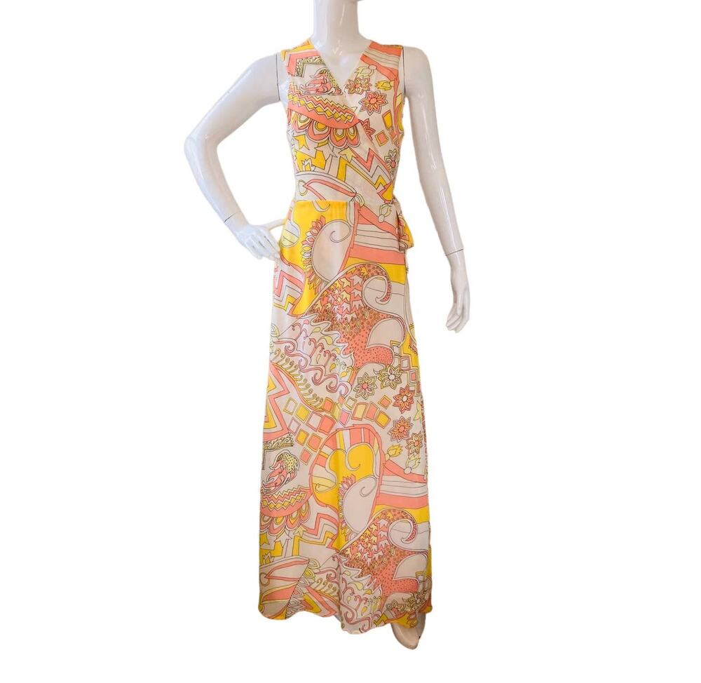 ModCloth Yellow Peach Wrap Maxi Dress XL